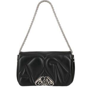 Alexander McQueen The Seal Quilted Small Shoulder Bag in Black/Silver